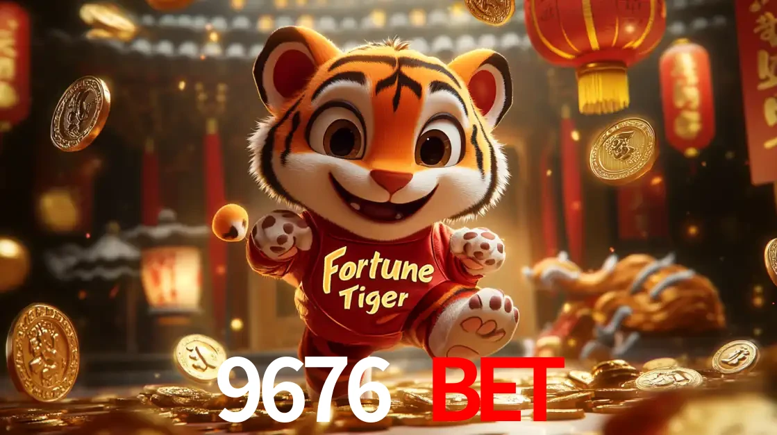 O alegre personagem do Fortune Tiger correndo sobre um caminho de moedas de ouro, simbolizando os grandes prêmios e a diversão do popular jogo de slot do 9676 BET.